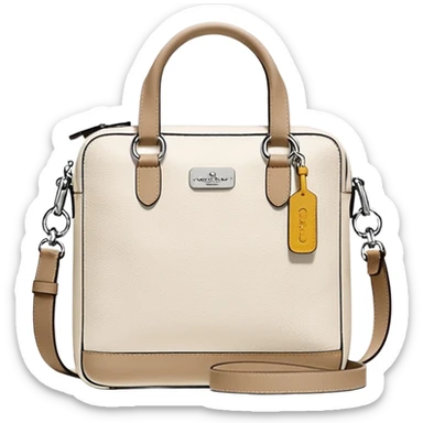 Coach Men Crossbody Bag in Pebbled Leather all white beige rectangle
 sticker