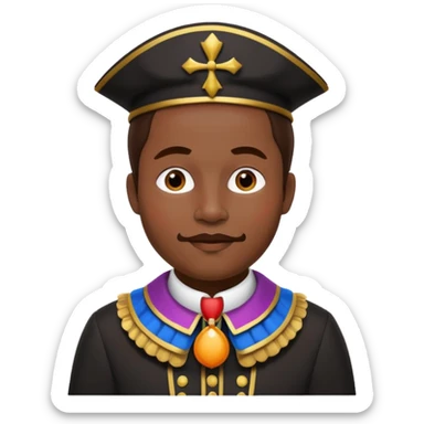 Sinterklaas zijn knecht, zwarte piet met , kraag, Piet pak  sticker