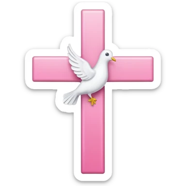 Pink and white simple cross with a dove outline sticker