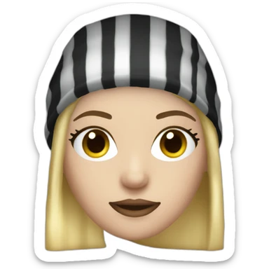 bank robber blonde woman with black beanie hat eye mask and striped shirt sticker