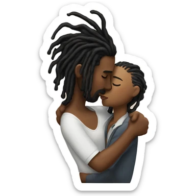 Woman kissing man with dreads sticker