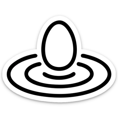 abstract icon of stone dropped in water with expanding ripples conveying concept of lasting impact modern outlined style sticker