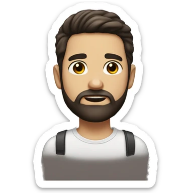 portrait of a bearded boy with dark brown hair and a side parted hair style sticker