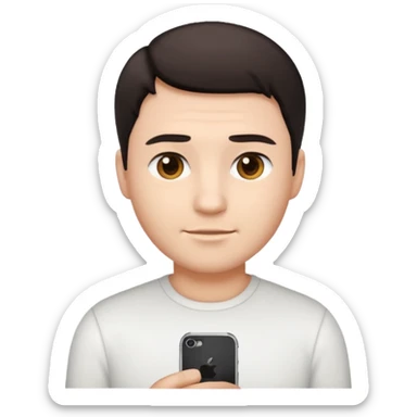 Ai create iPhone emoji, With hair comma hair short, Male, and make white shirt sticker