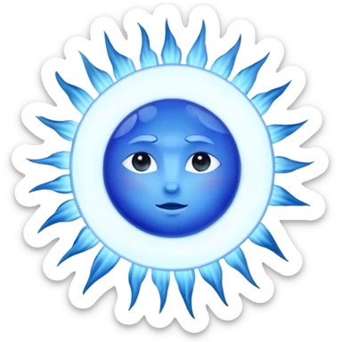 "A mystical blue sun surrounded by soft watercolor light rays."
 sticker