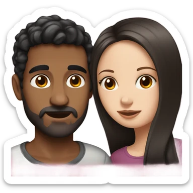 spanish man with brown hair kissing white girl with black hair   sticker