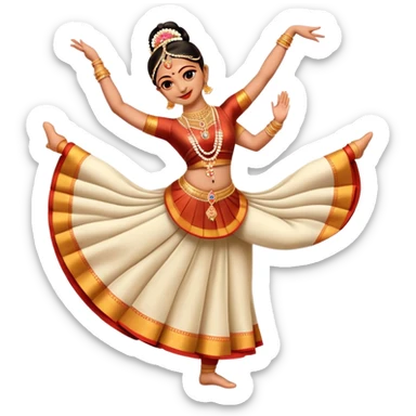 cinematic-realistic-bharatanatyam-dance-emoji,-depicted-as-an-elegant-classical-indian-dance-performance-with-graceful-poses,-intricate-costumes,-and-expressive-hand-gestures,-rendered-with-rich-textures-and-warm-dramatic-lighting, single dancer sticker