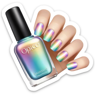 Colorshifting incredibly beautiful opalescent, pearlescent rainbow effect Nail polish, translucent bottle sticker