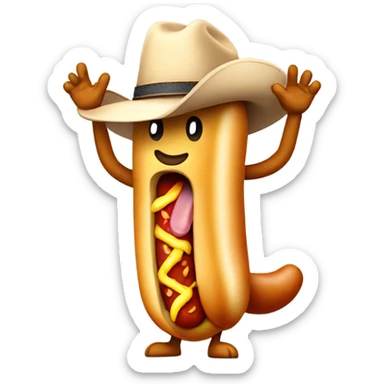 Hotdog in a cowboy hat dancing sticker