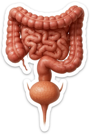 intestino e vescica anatomici realistici solo collegati verticalmente, iperrealistico 4k sticker