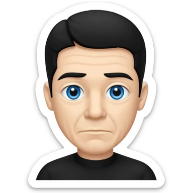 Shemp Howard from the Three Stooges with blue eyes, black hair, black outfit sticker