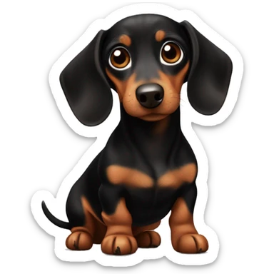Small black and brown dachshund ￼ sticker