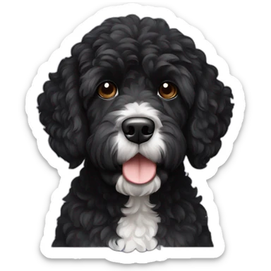 black face Portuguese water dog with white chin and chest sticker