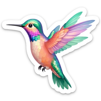 peach pink and mint humming bird sticker