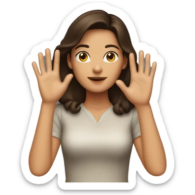 Brunette woman hands raised sticker