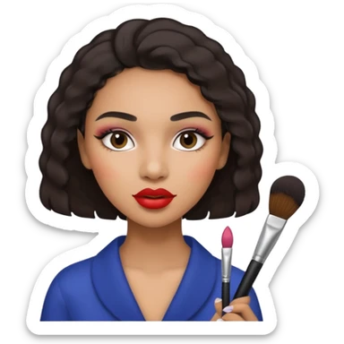 Draw a mixed-race girl applying makeup. sticker