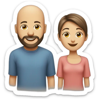 Happy-secret-couple-bald-guy-with-beard-with-boy-haircut-girl sticker