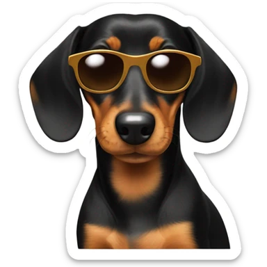 Black and tan dachshund with sunglasses  sticker