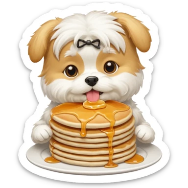 Maltese eat pancakes sticker