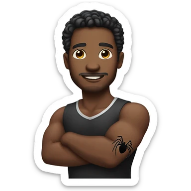 a black handsome man with a spider bite on his arm sticker