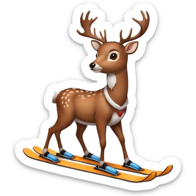Une biche sur des ski sticker