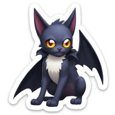   cool edgy beautiful anime-style dark-punk-themed animal vampiric Nargacuga-cat-hybrid Fakemon with big fangs and bat-wing-ears with a cape full body sticker