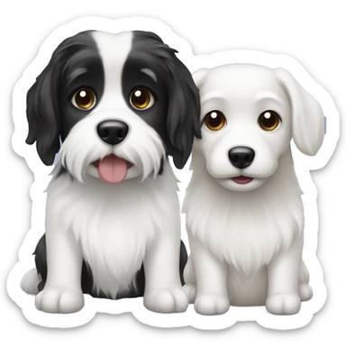 Black and white havenese dog with white havenese dog  sticker