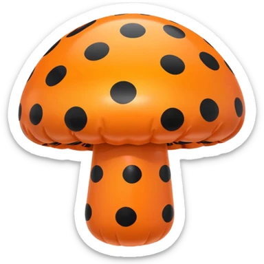   jeff koons orange and black polka dot mushroom inflatable  sticker
