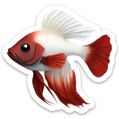 White betta fish happy, external find dark red not white  sticker