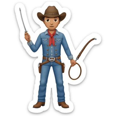 Cowboy riding a horse with whip sticker