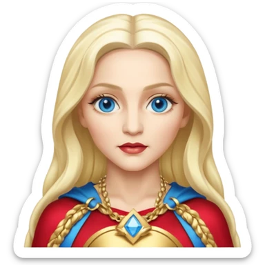 Madonna with blue eyes, long platinum blonde hair, gold outfit sticker