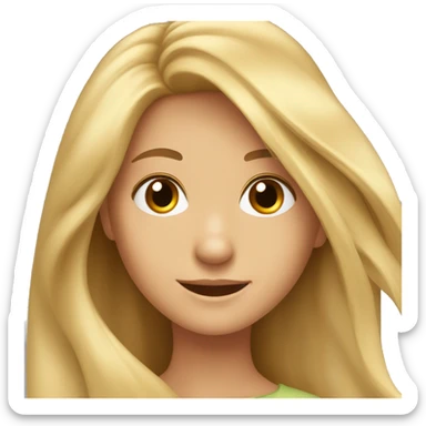 a girl with long blonde hair in the wind with long and brown eyes happy sticker