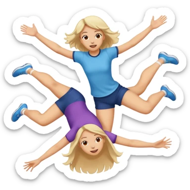 una chica saltando encima de la cabeza de otra chica sticker