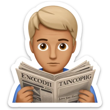 man Folding newspaper sticker