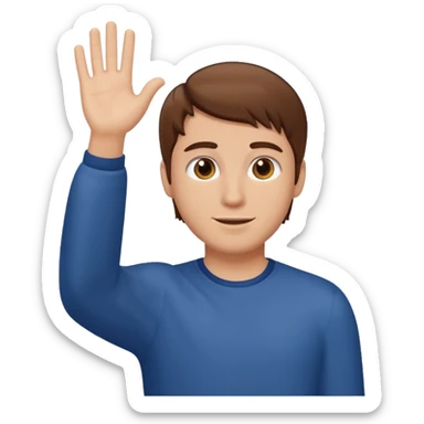 brown hair guy raising hand sticker