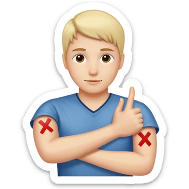 Please make an emoji where the wearer marks O or X with his arm. sticker