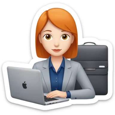 HR assistant, office worker with laptop sticker