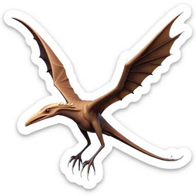 Cinematic Noble Pterodactyl Portrait Emoji, Poised and soaring, with a slender, aerodynamic body, expansive leathery wings outstretched, a long pointed beak, and keen, piercing eyes that exude aerial grace, Simplified yet sharply defined features, highly detailed, glowing with a soft, ethereal radiance, high shine, intelligent and commanding, stylized with an air of prehistoric flight mastery, focused and graceful, soft glowing outline, capturing the essence of a watchful and confident Pterodactyl that appears ready to glide out of the screen with effortless majesty! sticker
