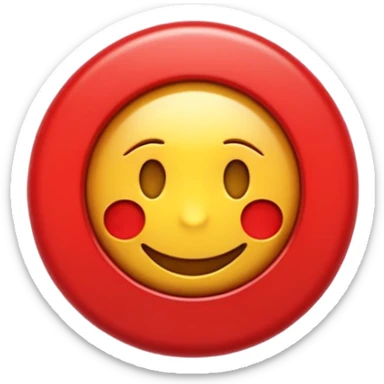 Emoji 3D brillante de un sol rojo . En el centro un círculo blanco con aro rojo y una letra U roja en relieve. Estilo emoji iOS, acabado glossy, fondo transparente. sticker