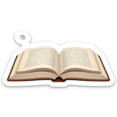 Icon for Poetry Reading: an open book with verses on the pages, from which fly pages transforming into a large flock of small white birds soaring into the blue sky. The icon should evoke the freedom and beauty of poetry. Transparent background. sticker