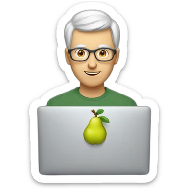 Aged 21 White Guy coding on the macbook (but the logo like a pear) sticker