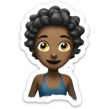 Crazy girl swimming in the sea sticker