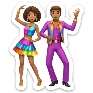 man and woman disco dancing sticker