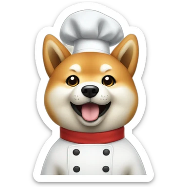 Shiba dog chef with one finger up close to its face asking you to wait sticker