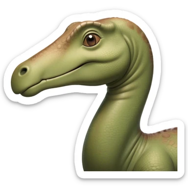 Beautiful and Majestic Brontosaurus Portrait Emoji, Head and body rendered in serene repose with a gentle, confident smile, showcasing its enormous, graceful neck and a massive, textured form with eyes softly closed in tranquil repose, Simplified yet exquisitely endearing features, highly detailed, glowing with a soft, drowsy ancient light, high shine, relaxed and utterly majestic, stylized with an air of timeless prehistoric splendor, soft glowing outline, capturing the essence of a beautiful and majestic Brontosaurus that embodies the serene power of the ancient world! sticker