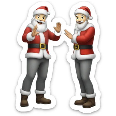 Full height Actively gesturing with hands pale skin Santa Claus in gray sticker