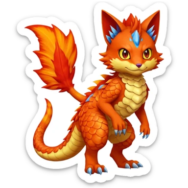 Gabite-Veemon-Digimon-Peppercat-Pokémon-Flamedramon-fusion-animal-hybrid-creature, Full body  sticker