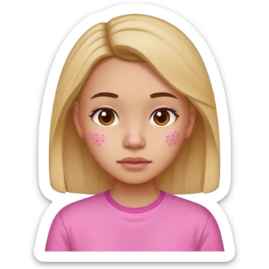 Chica con camisa rosada y granos en la cara sticker