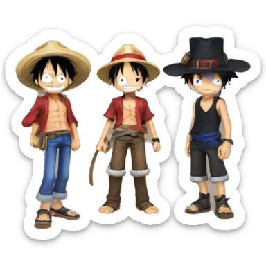 emoji de luffy, ace y sabo sticker