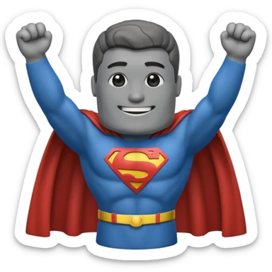 a moai emoji with a superman cape with the original facw sticker